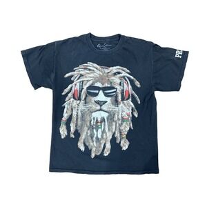 Rasta‎ Lion Reggae T-Shirt Black Size Large 100% Cotton
